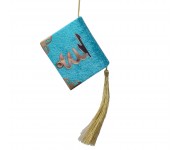 P054KDF - PÜSKÜLLÜ KADİFE KAPLI MİNİ BOY ASKILI KURAN-I KERİM 