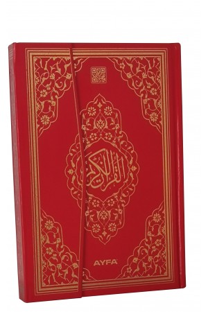 058 KIRMIZI - MÜHÜRLÜ ORTA BOY KURANI KERİM 