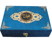 384Mavi - AYAKLI SANDIKLI ORTA BOY AHŞAP KUTULU KURAN-I KERİM-OVAL LAFIZLI