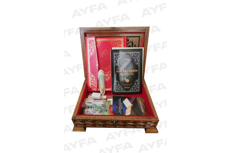TS037 - Ahşap Rahle Boy Kalem Kuranı Kerim Seti V 7.1 / 16GB- Lüx Ahşap Kutu