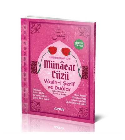 168 PEMBE- MÜNACÂÂT CÜZÜ YASİN VE DUALAR - RAHLE BOY