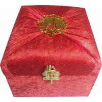 MÜHÜRLÜ CEP BOY SANDIKLI KADİFE MEALLİ KURAN-I KERİM-KIRMIZI-M285